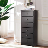 NNECW 6 Drawer Chest with Mental Knobs for Living Room-Brown