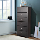 NNECW 6 Drawer Chest with Mental Knobs for Living Room-Brown