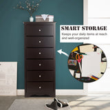 NNECW 6 Drawer Chest with Mental Knobs for Living Room-Brown
