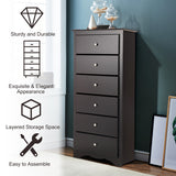 NNECW 6 Drawer Chest with Mental Knobs for Living Room-Brown