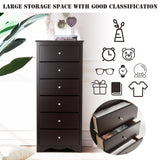NNECW 6 Drawer Chest with Mental Knobs for Living Room-Brown