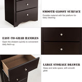 NNECW 6 Drawer Chest with Mental Knobs for Living Room-Brown