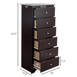 NNECW 6 Drawer Chest with Mental Knobs for Living Room-Brown