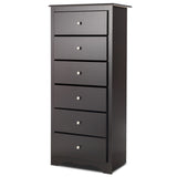 NNECW 6 Drawer Chest with Mental Knobs for Living Room-Brown