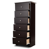 NNECW 6 Drawer Chest with Mental Knobs for Living Room-Brown