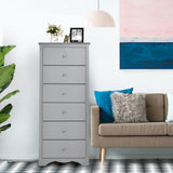 NNECW 6 Drawer Chest with Mental Knobs for Living Room-Grey