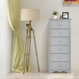 NNECW 6 Drawer Chest with Mental Knobs for Living Room-Grey
