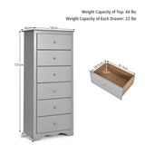 NNECW 6 Drawer Chest with Mental Knobs for Living Room-Grey