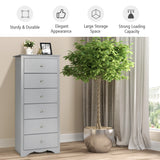 NNECW 6 Drawer Chest with Mental Knobs for Living Room-Grey