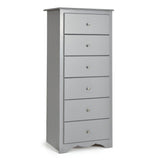 NNECW 6 Drawer Chest with Mental Knobs for Living Room-Grey