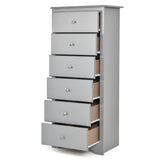 NNECW 6 Drawer Chest with Mental Knobs for Living Room-Grey