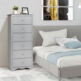 NNECW 6 Drawer Chest with Mental Knobs for Living Room-Grey