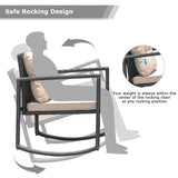 NNECW 3 Pieces Outdoor Rocking Bistro Set for Garden Backyard &amp Poolside-Beige