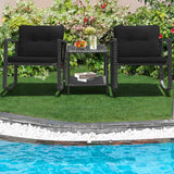 NNECW 3 Pieces Outdoor Rocking Bistro Set for Garden Backyard &amp Poolside-Black