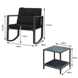 NNECW 3 Pieces Outdoor Rocking Bistro Set for Garden Backyard &amp Poolside-Black