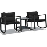 NNECW 3 Pieces Outdoor Rocking Bistro Set for Garden Backyard &amp Poolside-Black