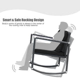 NNECW 3 Pieces Outdoor Rocking Bistro Set for Garden Backyard &amp Poolside-Black