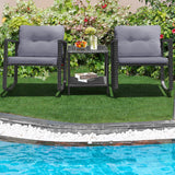 NNECW 3 Pieces Outdoor Rocking Bistro Set for Garden Backyard &amp Poolside-Gray