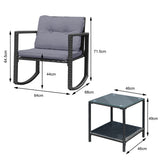 NNECW 3 Pieces Outdoor Rocking Bistro Set for Garden Backyard &amp Poolside-Gray