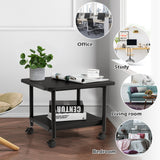 NNECW 2-Tier Rolling Under Desk Machine Stand Cart-Black
