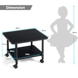 NNECW 2-Tier Rolling Under Desk Machine Stand Cart-Black