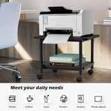 NNECW 2-Tier Rolling Under Desk Machine Stand Cart-Black
