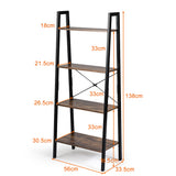NNECW Industrial 4-Tier Ladder Bookshelf with Metal Frame