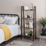 NNECW Industrial 4-Tier Ladder Bookshelf with Metal Frame