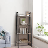 NNECW Industrial 4-Tier Ladder Bookshelf with Metal Frame
