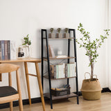 NNECW Industrial 4-Tier Ladder Bookshelf with Metal Frame