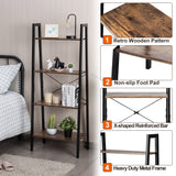 NNECW Industrial 4-Tier Ladder Bookshelf with Metal Frame