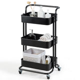 NNECW 3-Tier Metal Rolling Utility Cart with Lockable Wheels for Kitchen Office