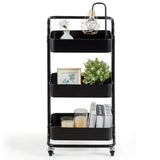 NNECW 3-Tier Metal Rolling Utility Cart with Lockable Wheels for Kitchen Office