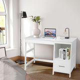 NNECW White Computer Laptop Workstation Drawers Shelf with Spacious Room for Office