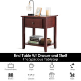 NNECW Bedside Tables with Drawer and Storing Shelf for Bedroom/Living Room/Bathroom/Office-Brown-1 piece