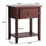 NNECW Bedside Tables with Drawer and Storing Shelf for Bedroom/Living Room/Bathroom/Office-Brown-2 pieces