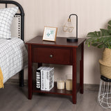 NNECW Bedside Tables with Drawer and Storing Shelf for Bedroom/Living Room/Bathroom/Office-Brown-1 piece