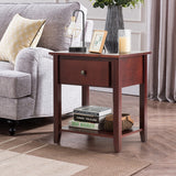 NNECW Bedside Tables with Drawer and Storing Shelf for Bedroom/Living Room/Bathroom/Office-Brown-2 pieces