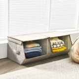 NNECW Large Stackable Bins Cubes with Lids Storage Organizers-Coffee