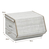 NNECW Large Stackable Bins Cubes with Lids Storage Organizers-Coffee