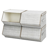 NNECW Large Stackable Bins Cubes with Lids Storage Organizers-Coffee