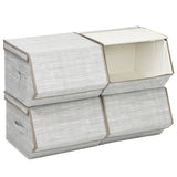 NNECW Large Stackable Bins Cubes with Lids Storage Organizers-Coffee