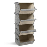 NNECW Large Stackable Bins Cubes with Lids Storage Organizers-Grey