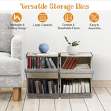 NNECW Large Stackable Bins Cubes with Lids Storage Organizers-Grey
