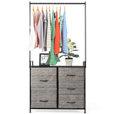 NNECW Fabric Drawer Dresser with Clothes Rack