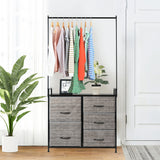 NNECW Fabric Drawer Dresser with Clothes Rack