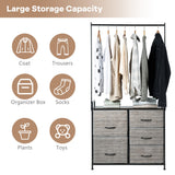 NNECW Fabric Drawer Dresser with Clothes Rack