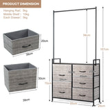 NNECW Fabric Drawer Dresser with Clothes Rack