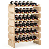 NNECW 36-Bottles 6-Tier Display Stackable Wood Wine Rack for for Bar Wine Cellar