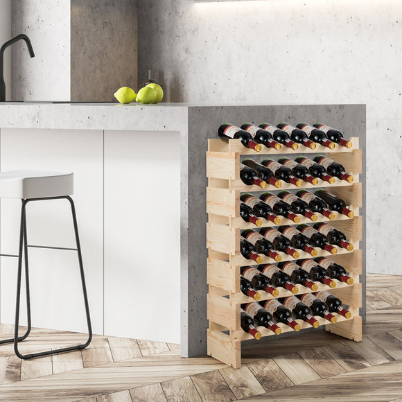 NNECW 36-Bottles 6-Tier Display Stackable Wood Wine Rack for for Bar Wine Cellar